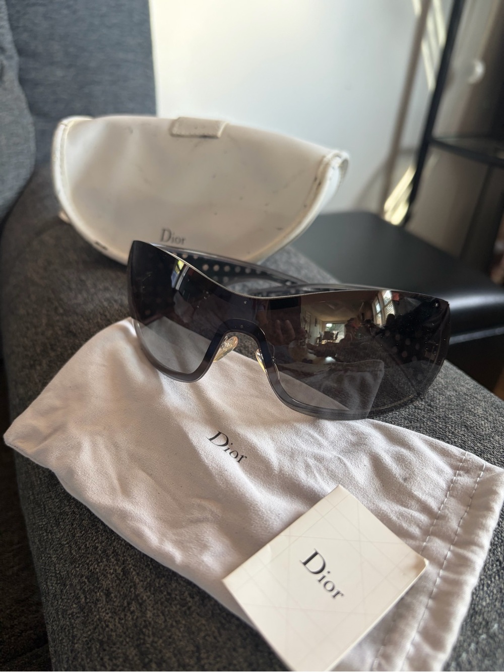 Dior Black Textured Logo Shield Sunglasses - Picture 2 of 2